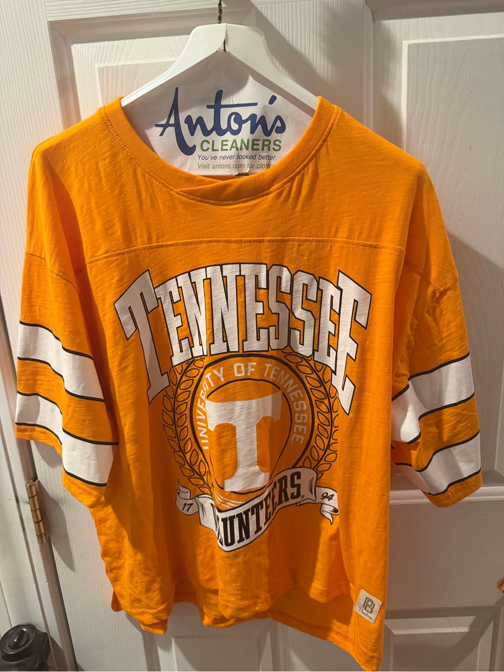 Pressbox Orange Tennessee Volunteers Graphic Tee with White Sleeve Stripes